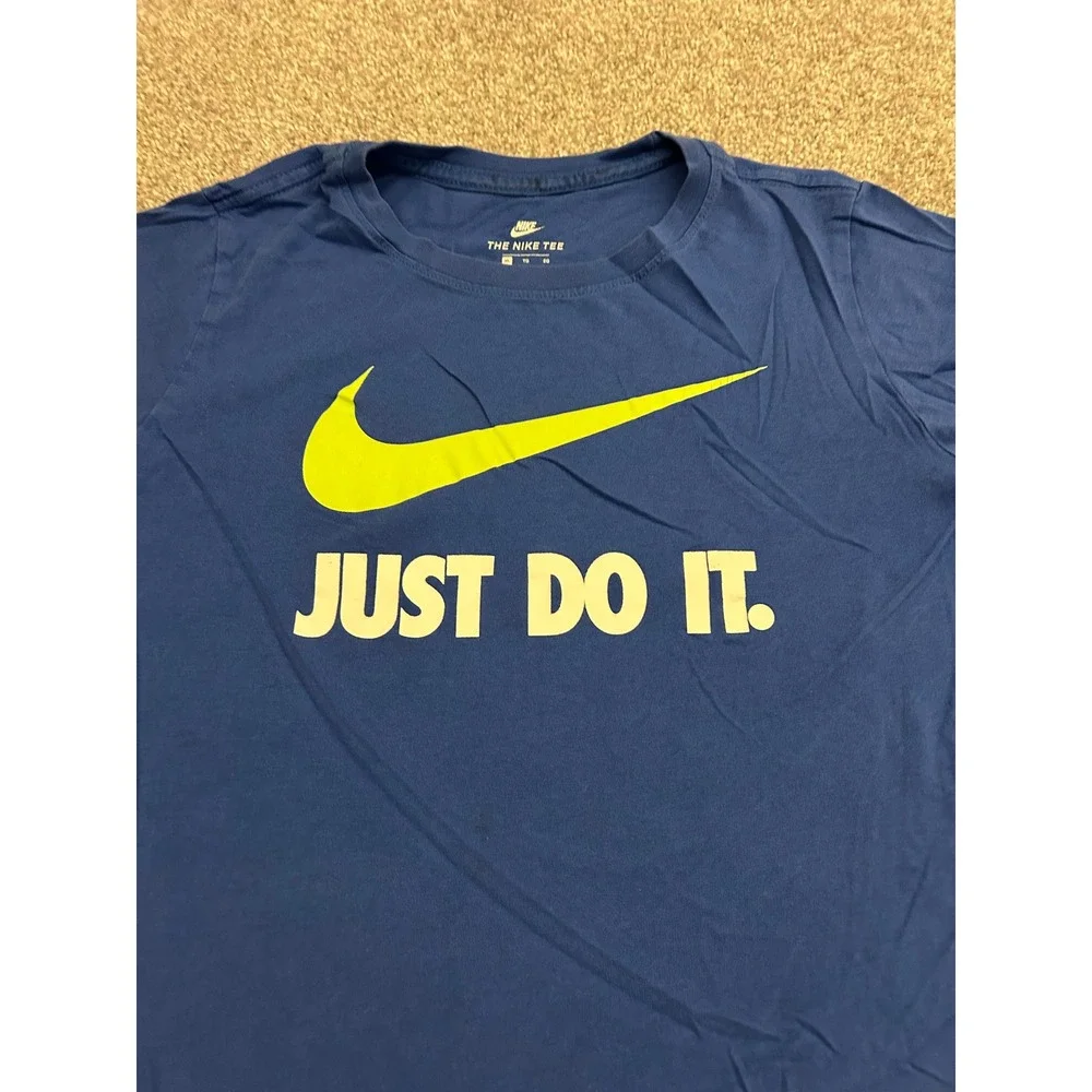 Nike T-Shirt Youth XL Blue Just Do It Swoosh Logo Athletic Cut Short Sleeve Tee